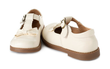 Pair of beautiful kid's shoes isolated on white