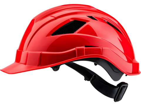 Construction safety helmet isolated on transparent background, perfect for industrial and safety design projects.
