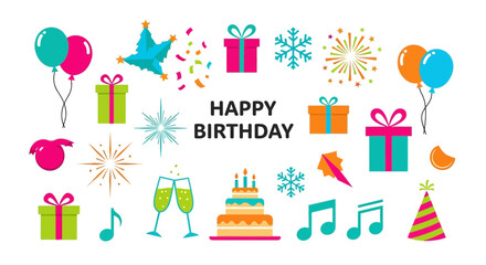 Celebrate joy with vibrant birthday icons and festive graphics for any special occasion
