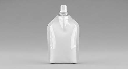 White pouch with white screw cap on gray background plastic