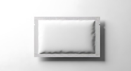 White Sachet Packet with Striped Border on White Background blank empty