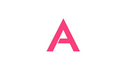 Simple graphic of a pink letter A, blocky and modern on a white background
