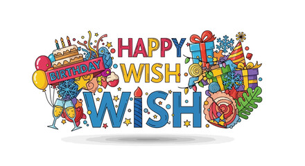 Vibrant happy birthday wish design with festive elements and cheerful celebration imagery