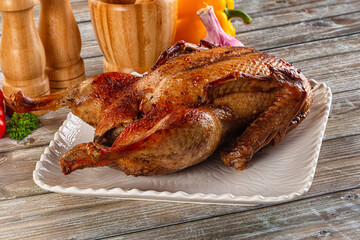 Baked with spices whole duck