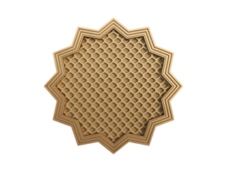 Golden Islamic Ornament isolated on transparent background
