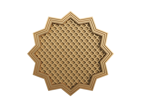 Golden Islamic Ornament isolated on transparent background
