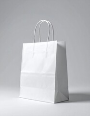 Minimalist White Paper Shopping Bag Mockup