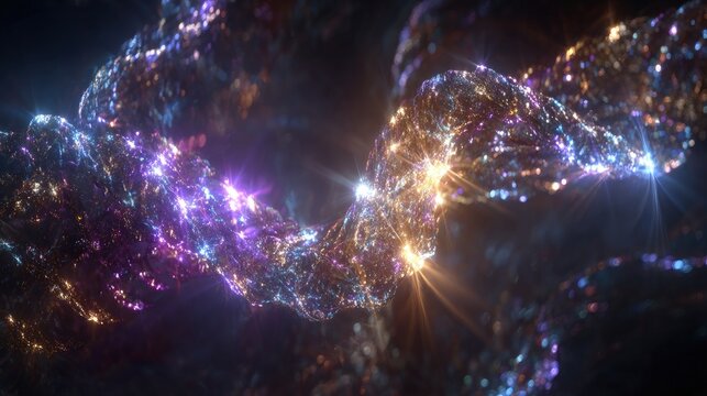 Abstract Glowing Particle Stream With Colorful Light Trails