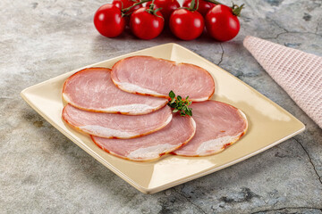 Cured dry pork meat slices