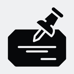 Silhouette bulletin board notice with pin for reminder vector illustration