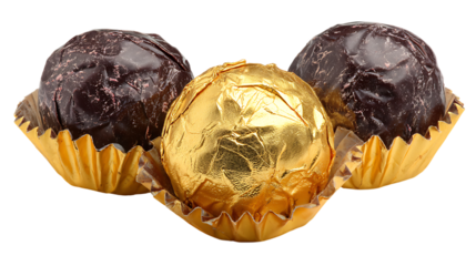 chocolate truffles in golden wrapper