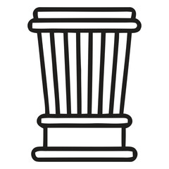 Striking black and white icon of a traditional djembe drum, perfect for music, culture, or rhythm-themed projects