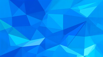 Abstract geometric artwork featuring overlapping triangular shapes in varying shades of blue, creating a dynamic visual effect.
