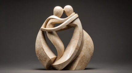 textured sculpture of embracing human figures