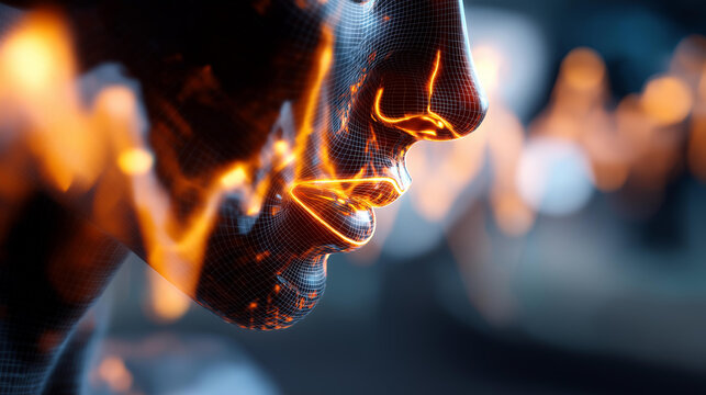 Abstract futuristic technology background faceless glowing lines visualization defocused charts and data background financial analytics display technological innovation