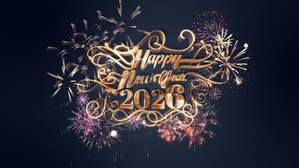 2026 happy new year colorful shiny particles fireworks celebration background. 3D New Year. national holiday, new year party or event. Pub Midnight Opener, New year Countdown - Powered by Adobe