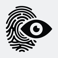 Silhouette fingerprint eye scan biometric recognition security identification vector illustration