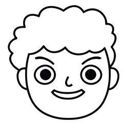 Playful cartoon boy with curly hair and a wide grin, conveying joy and innocence for kid-friendly projects and cheerful designs.