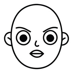Expressive cartoon face conveys surprise and confusion with wide eyes and open mouth, perfect for emotional communication
