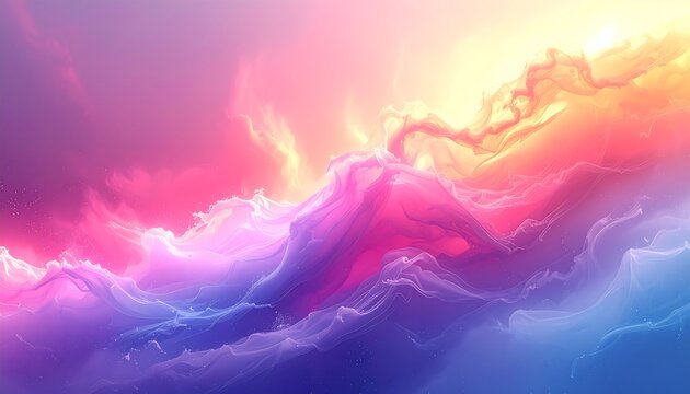 Dreamy, ethereal landscape with swirling pastel colors, resembling clouds or smoke