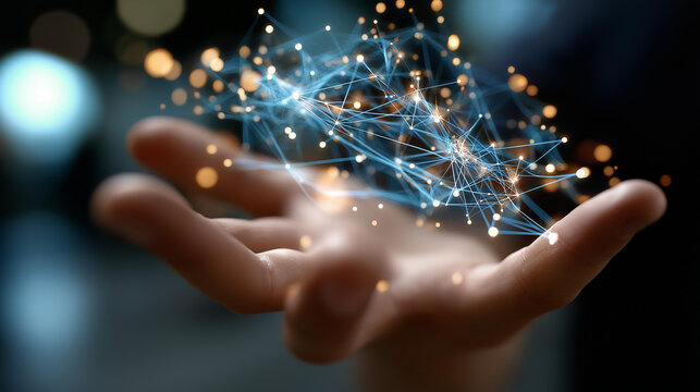 AI tech artificial intelligence and big data analytics faceless innovative technology defocused software engineer background data engineering work internet bot development - Powered by Adobe