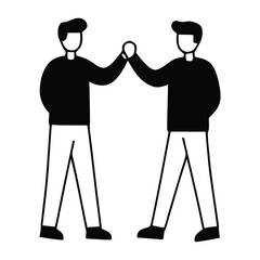 Two friends high five enthusiastically celebrating success and strong team collaboration in a modern, minimalist style