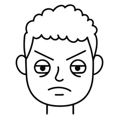Frustrated cartoon face with angry expression and furrowed brows conveying annoyance and discontentment in simple line art style