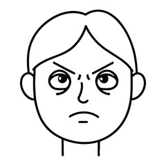 Frustrated cartoon face expressing anger and annoyance with furrowed brow and downturned mouth