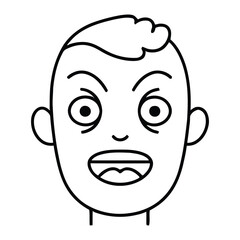 Expressive cartoon face with wide eyes and open mouth conveying surprise and excitement