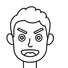 Expressive cartoon face with wide open mouth and surprised eyes conveying strong emotion, perfect for communication and reaction graphics