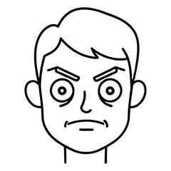 Expressive cartoon face conveying intense frustration and anger with furrowed brows and a grimace, perfect for illustrating negative emotions in communication.
