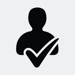 Silhouette user profile with check mark approval vector illustration