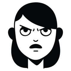 Frowning woman's face conveying anger and frustration, perfect for representing negative emotions in communication and conflict scenarios.