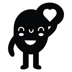 Adorable cartoon character with a heart symbol radiating joy and affection, perfect for expressing love and positive emotions.