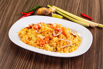Asian fried rice with seafood