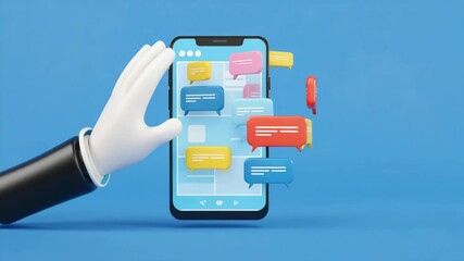 Hand holding a smartphone displaying social media icons 4k video - Powered by Adobe