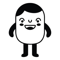 Adorable cartoon character with wide smile and rosy cheeks, perfect for playful branding and children's content