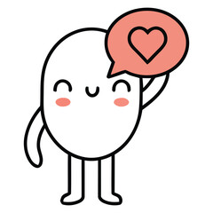 Adorable cartoon character with a speech bubble expressing love and happiness, perfect for expressing affection and positive emotions.
