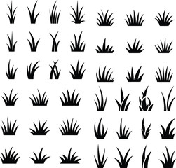 set of black silhouettes of plants