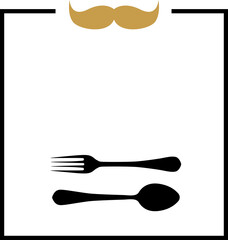 Elegant menu template with mustache illustration and cutlery
