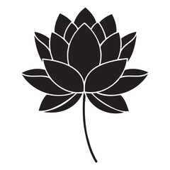 Elegant black lotus flower silhouette symbolizing purity peace and enlightenment for tranquil design projects