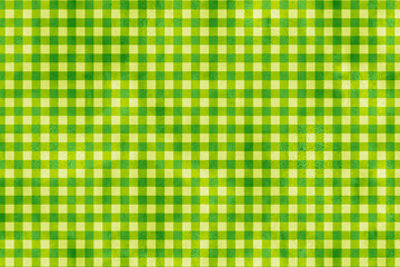 緑色のギンガムチェック柄背景　水彩テクスチャ
Green gingham check pattern background watercolor texture