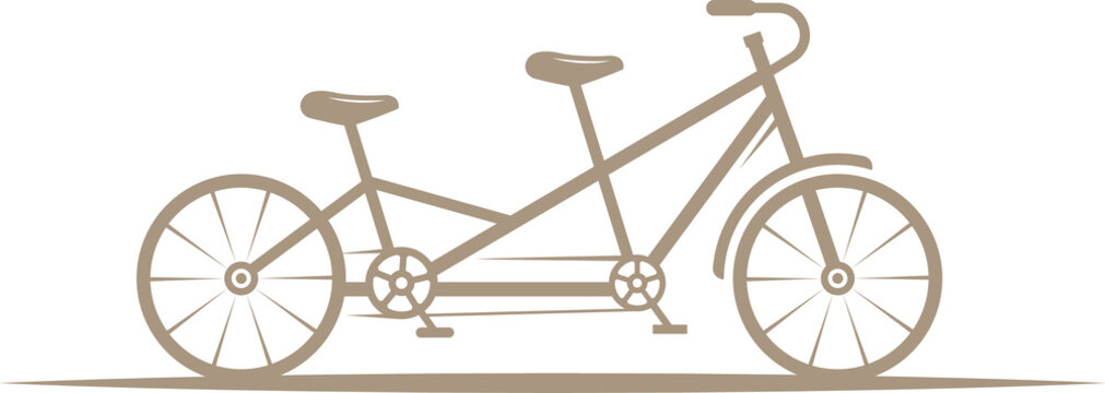 Tandem bicycle illustration, vintage style, two-seater, cycling, recreation