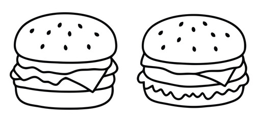 Adorable hand drawn burger icons perfect for your next culinary project or fun design.