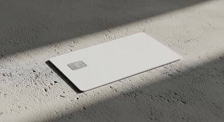 Minimalist White Credit Card on Concrete Surface with Sunlight.