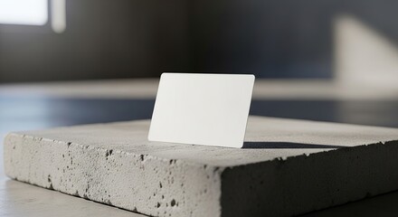 Blank Business Card Mockup on Concrete Block.