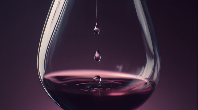 moderation. Deep purple liquid forming wine tears inside a crystal glass, close-up dark background. bar promotions, beverage menus, designed for product packaging and bar promotions.