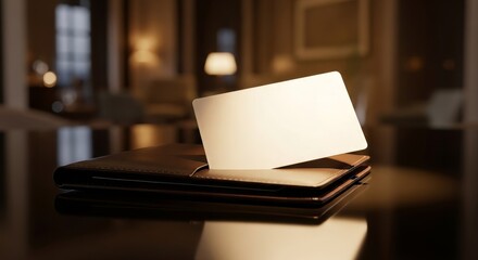 Elegant Business Card Presentation on a Dark Table.