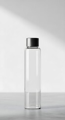 Transparent Glass Water Bottle with Black Lid