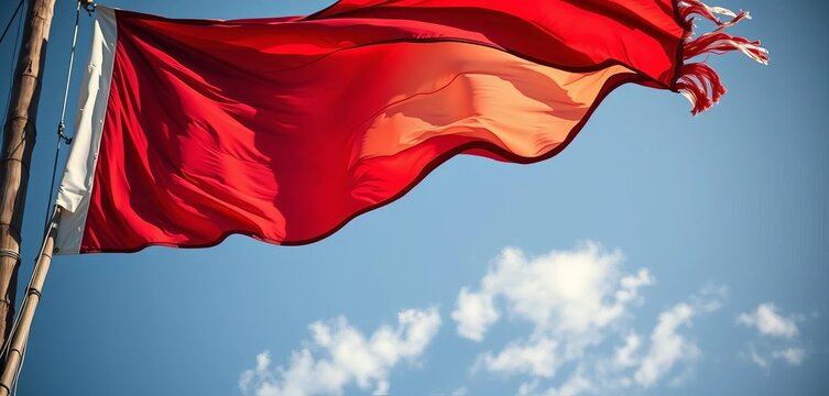 Old glory tattered by wind against wooden pole, american flag, country